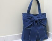 QT Canvas Tote in Royal Blue - Double Straps Shoulder Bag