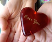 Gift for Mom Pocket Full of Love Ruby Red Glass Heart