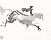 Horse Art Original Watercolor Painting Framed, Cloud Jumper