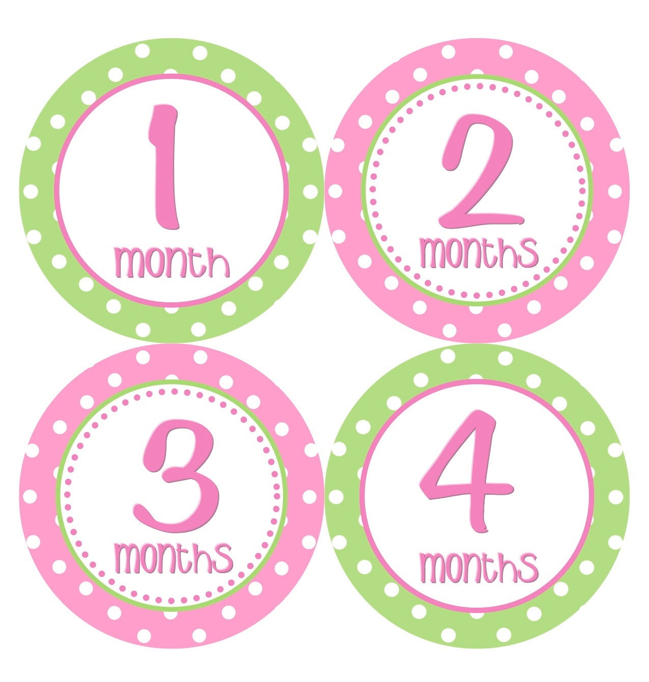 Baby Month Stickers Baby Girl Monthly Onesie Stickers Hot Pink Green First Year Stickers Month Stickers Baby Shower Gift Photo Prop - Zilla