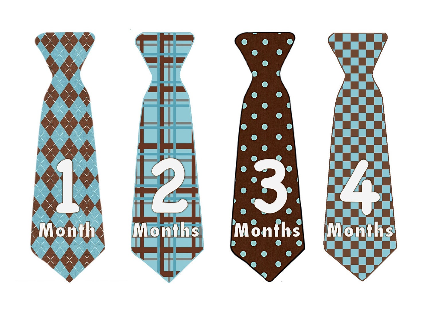 Baby Month Stickers Baby Boy Monthly Onesie Stickers Blue Brown Argyle Tie First Year Month Stickers Baby Shower Gift Photo Prop Tyler1