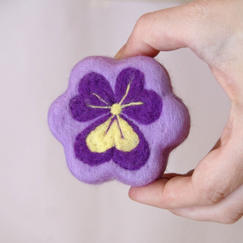 Felted Soap Purple Pansy ( Lavender Scent )