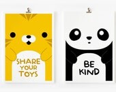 Children Decor Good Manners Flash Cards, Kids Wall Art set of 15, Children's Art