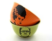 Mr and Mrs Wedding Gift Frankenstein Monster and Bride of Frankenstein bowls