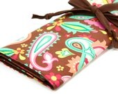 Large Knitting Needle Case Organizer - Zoe - 30 brown pockets for circular, straight, dpn, or paint brushes