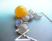 Whispering Colors - Yellow Chalcedony and Labrodorite wire-wrapped necklace