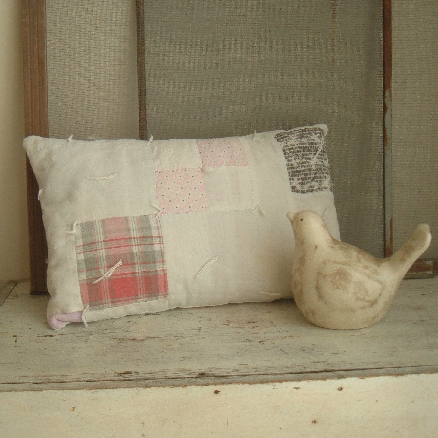 American Ruralist hand tied quilt cottage pillow