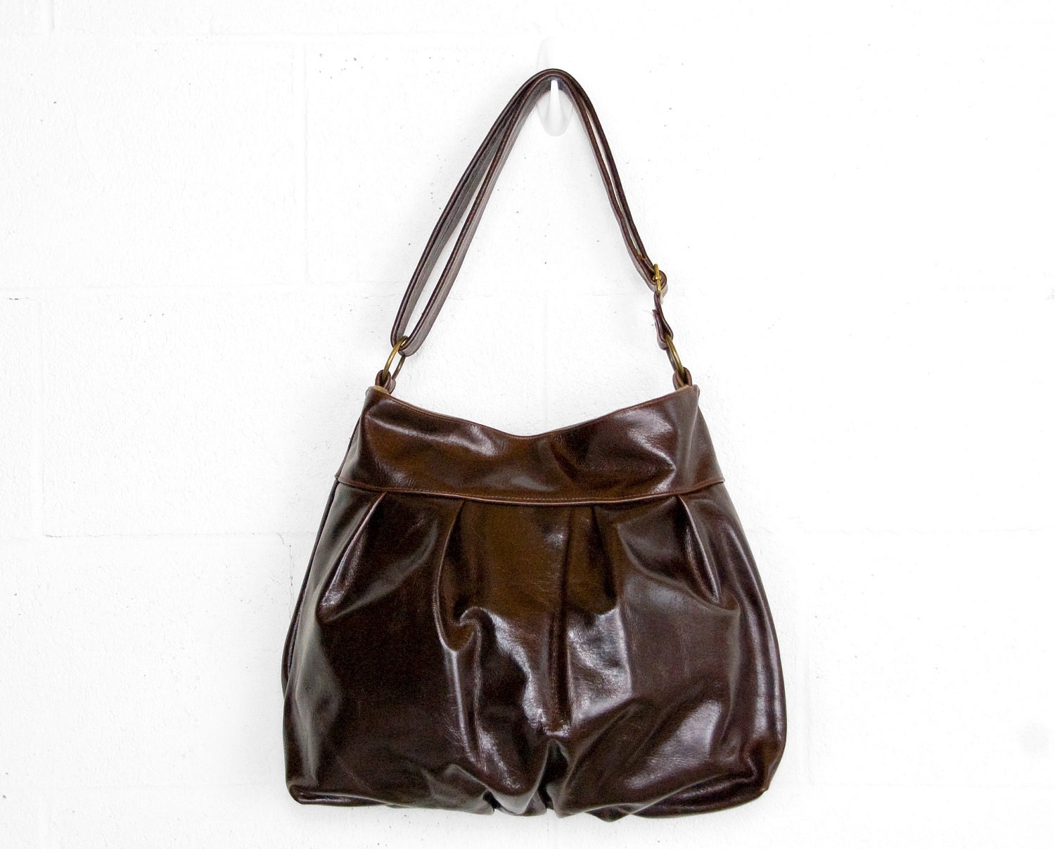 Baby Ruche Bag in Dark Espresso Brown Leather - Ready to Ship