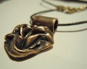 Flowing Abstract Bronze Sculpture Pendant Necklace Precious Metal PMC 8.25g