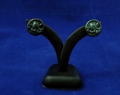Dark Green Cthulhu Cameo Earrings - Handmade Polymer Clay Jewelry