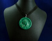 Jade Cthulhu Cameo Necklace - Polymer Clay Lovecraft Jewelry