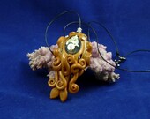 Brass Steampunk Cuttlefish Necklace - Handmade Polymer Clay Jewelry