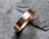 14k yellow gold modern wedding band, soft satin finish, ready to ship in size 6