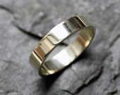 14k green gold, 4mm wide wedding band, recycled gold, eco friendly, ready to ship size 6