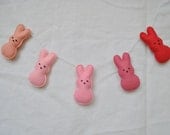 Ombre bunny garland in springy pinks with peach and strawberry