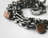 Sterling Silver Charm Bracelet Multiple Chains Copper Tags  - A New Day