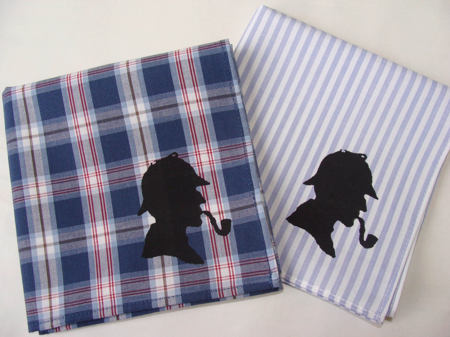 Handkerchiefs, 2 Silk-Screened Sneezy Sheets, Sherlock Holmes