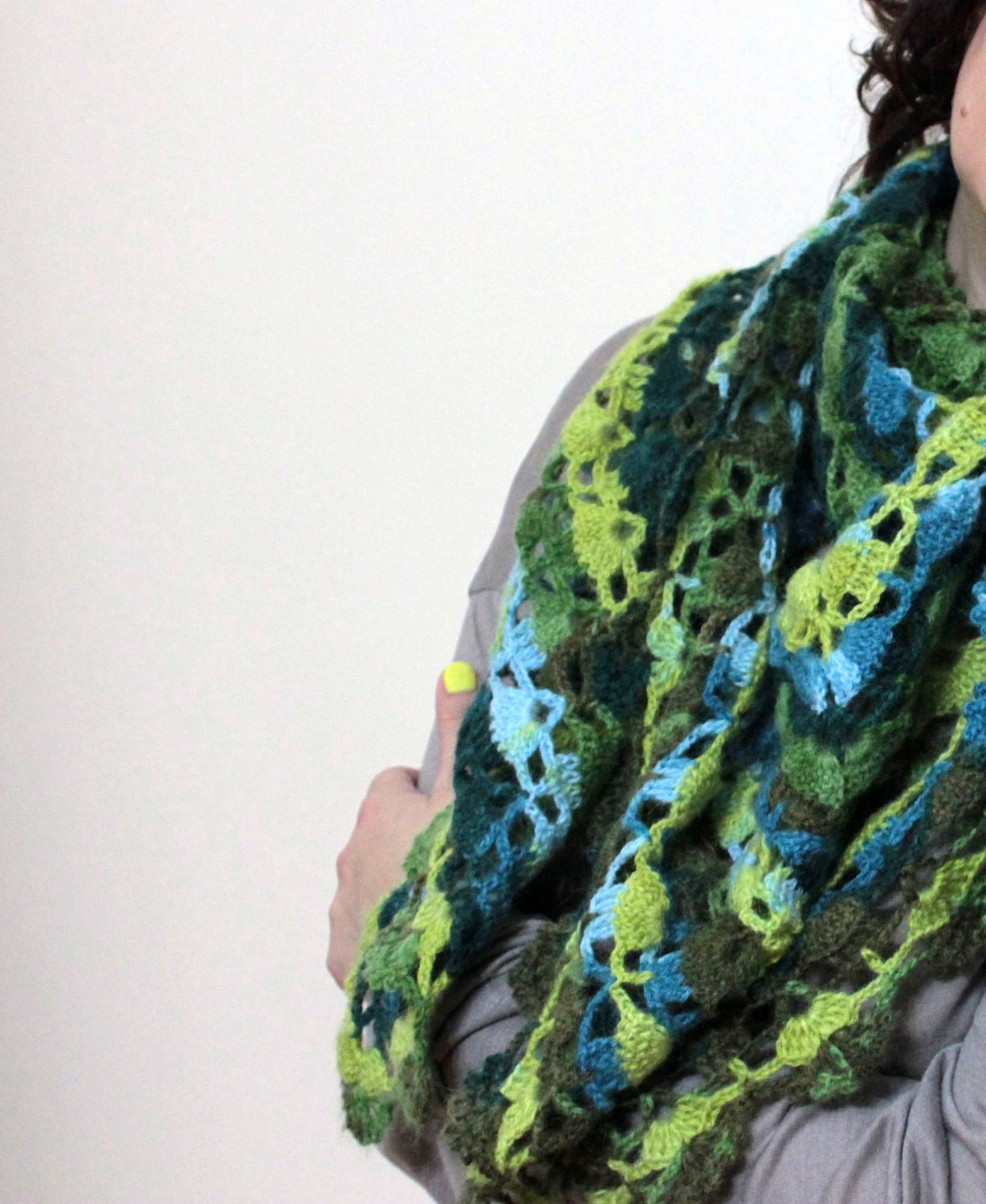 Lace Batik Shawl - Multicolor Triangle Scarf - Beautiful Soft Scarf Modern Gift For Her  / Spring Fashion  Accessories READY TO SHIPPING