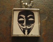 Anonymous Guy Fawkes Face Mask Meme Resin Square Pendant