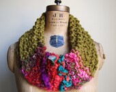 Bohemian knit cowl Pea Green. Purple. Rose. Teal.