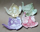 Four Damask Teapot Tea bag Holders