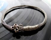Recycled Electric Guitar String Bracelet silver colored with silver colored ball ends attached Unisex MEDIUM free shipping to US