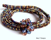 Multi-Colored Beadwoven Herringbone Necklace with Swarovski Focal .. EBW Team ..