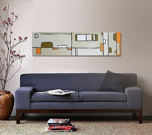 MODERNiCA original abstract modern painting - gallery fine art - contemporary interior design - ooak home wall decor - tan white orange