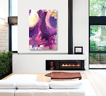 PiCCADiLLY CiRCUS original abstract modern painting - gallery fine art- contemporary interior design - ooak home wall decor - purple grape