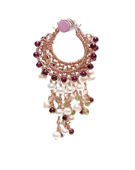 Wire Wrapped Earrings with Gemstones - Andalusia Ooak