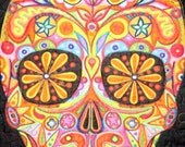 Queen Size Qiuilt Orange Sugar Skull Center for Jamie Final payment Do not order if you are not her