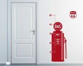 Vintage Gas Pump Growth Chart - Vinyl Wall Decals Stickers Art Graphics