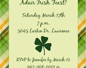 Personalized St Patrick's Day Dinner Invitations, Printable or E-Card