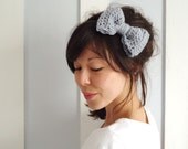 Crochet Bow Hair Band Dove Grey