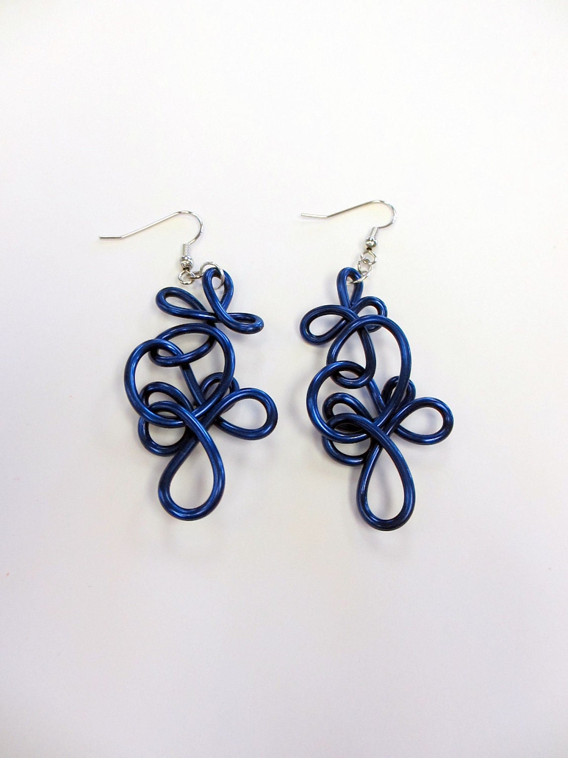 Large Royal Blue Wire Wireart Earrings - elbowsdesigns Large Royal Blue Wire Wireart Earrings - elbowsdesigns