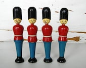 4 vintage chippy soldier bowling pins - noodleandlouvintage