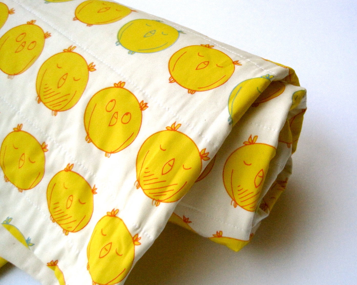 baby boy QUILT in yellow owls - eco friendly modern crib kids bedding (ONLY 2, ready to ship)