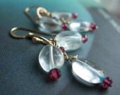 Aquamarine and Pink Tormaline Earrings