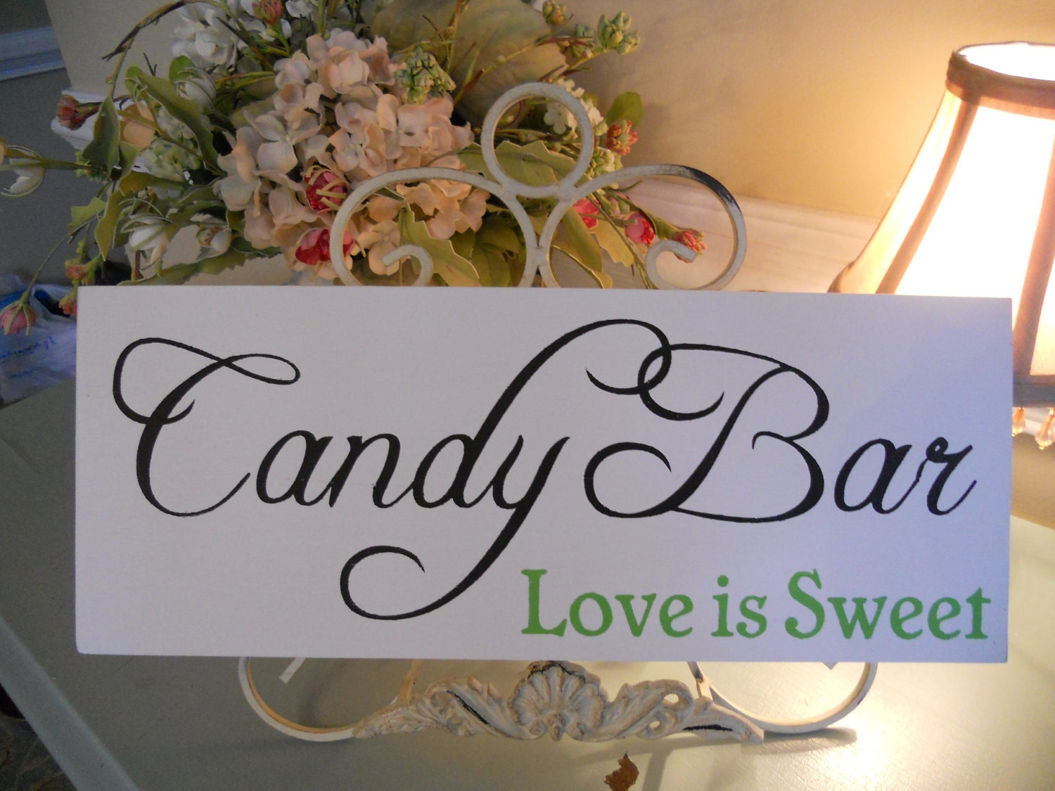Candy Bar Love is Sweet Sign:) You Choose Colors to match your Wedding Decor...Perfect added touch to your table..