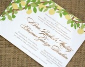 Lemon Tree Yellow and Green Wedding Invitation, modern and vintage inspired, customizable