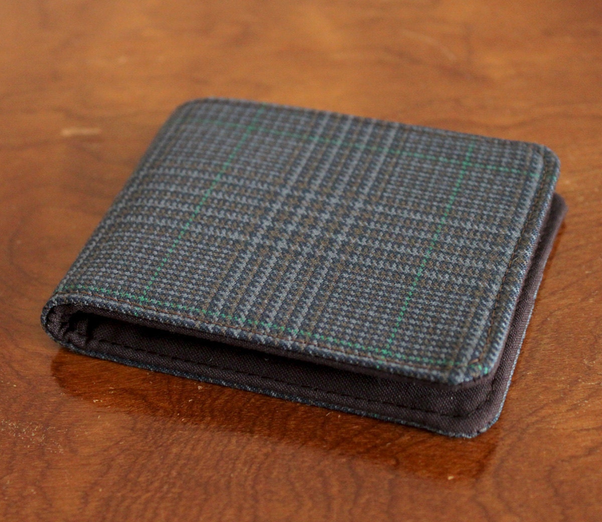 Mens 5 Pocket Billfold Wallet in Plaid Wool Suit