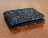 Mens 5 Pocket Billfold Wallet in Black Plaid Wool