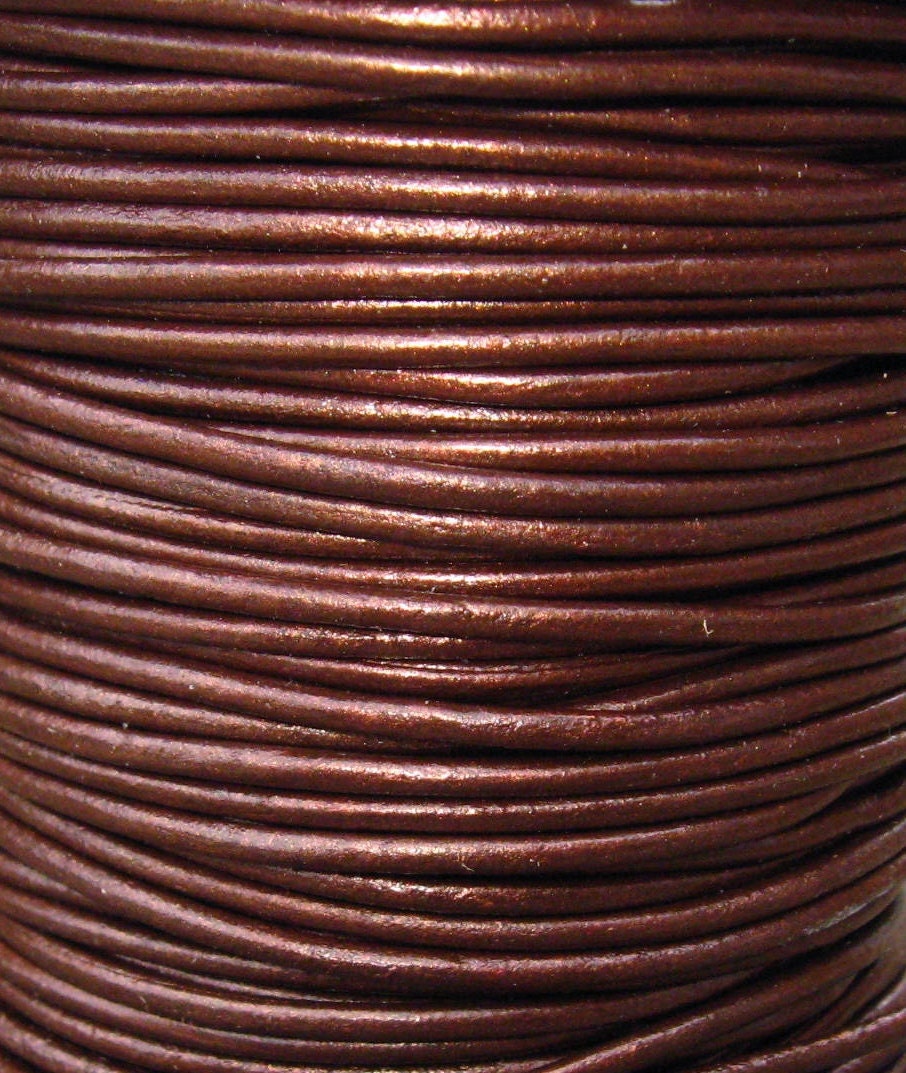 Round Metallic Leather Cord 2mm METALLIC TAMBA - 4 yards Leather Cording