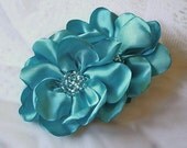 Bridal Hair Flowers,Turquoise Hair Flowers, Flower Hair Clips, Wedding Headpiece, Beaded Flower Hair Clips, Bridal Flower Fascinator