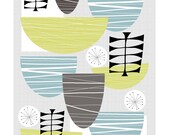 Retro inspired kitchen Print A3 - Bowls