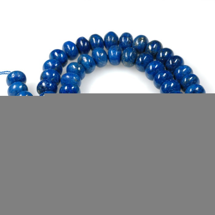 LAPIS LAZULI Bright Cobalt Blue 8mm x 6mm smooth rondelle beads - half strand