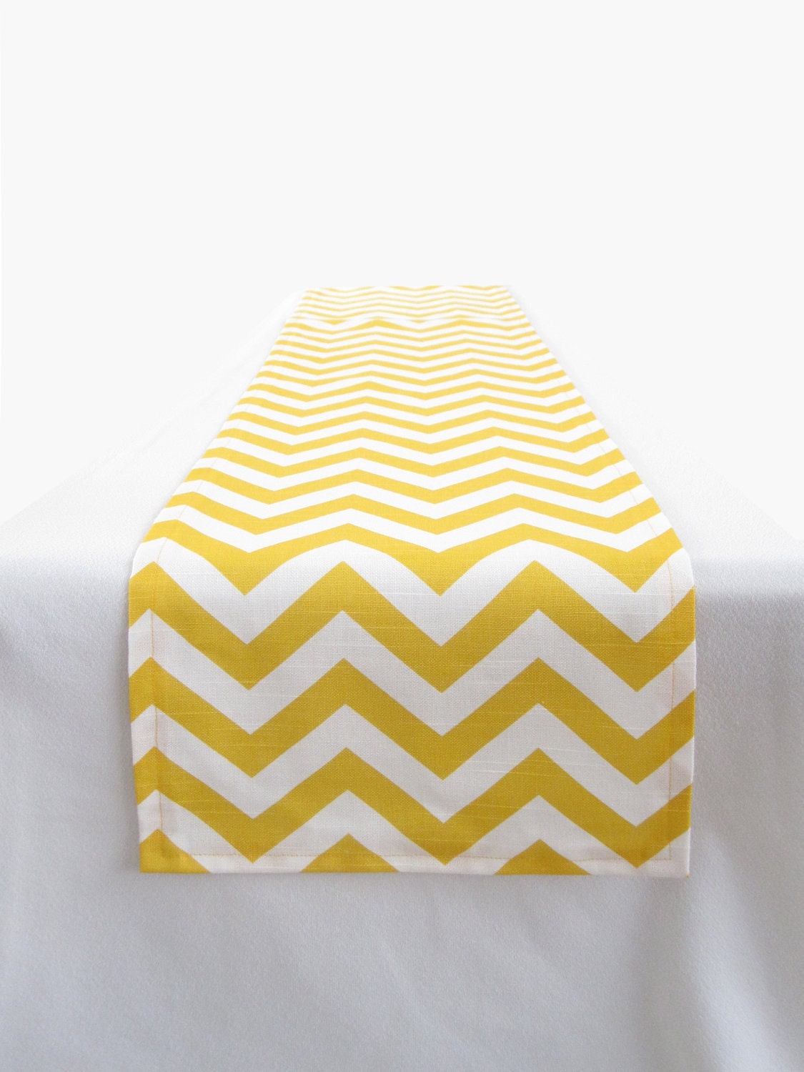 Yellow and White Chevron Table Runner - 11 x 129 in. - Ultrapom