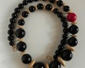 Big Bold Chunky Long Beaded Statement Necklace - Revamped Vintage One of a Kind