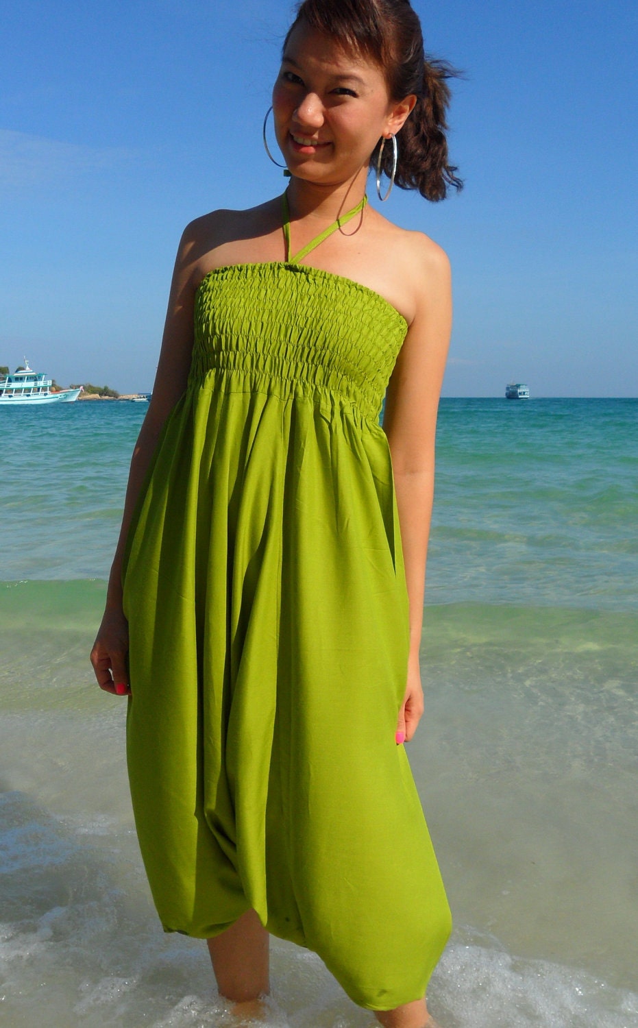 Green Harem Jumpsuit or Harem Pants