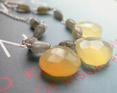 Whispering Colors - Yellow Chalcedony and Labrodorite wire-wrapped necklace